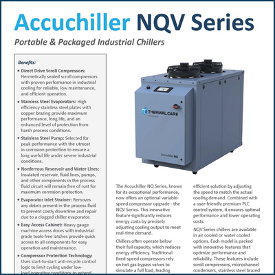 NQV portable chillers 5 to 30 ton with variable speed compressor